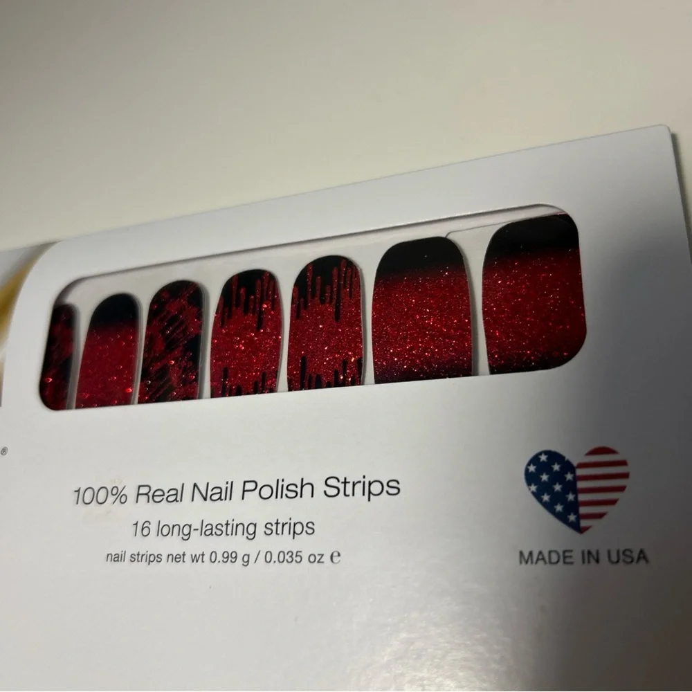Material Ghoul Color Street Nail Polish Strips Red‎ Black Glitter Rare